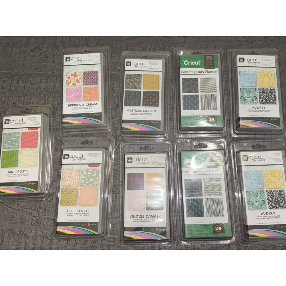 NEW Lot of 9 Cricut Imagine Cartridges Sealed Audrey, Mr Frosty, Berries & Cream